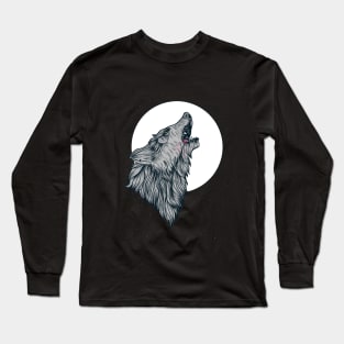 Direwolf Howling at the Moon Long Sleeve T-Shirt